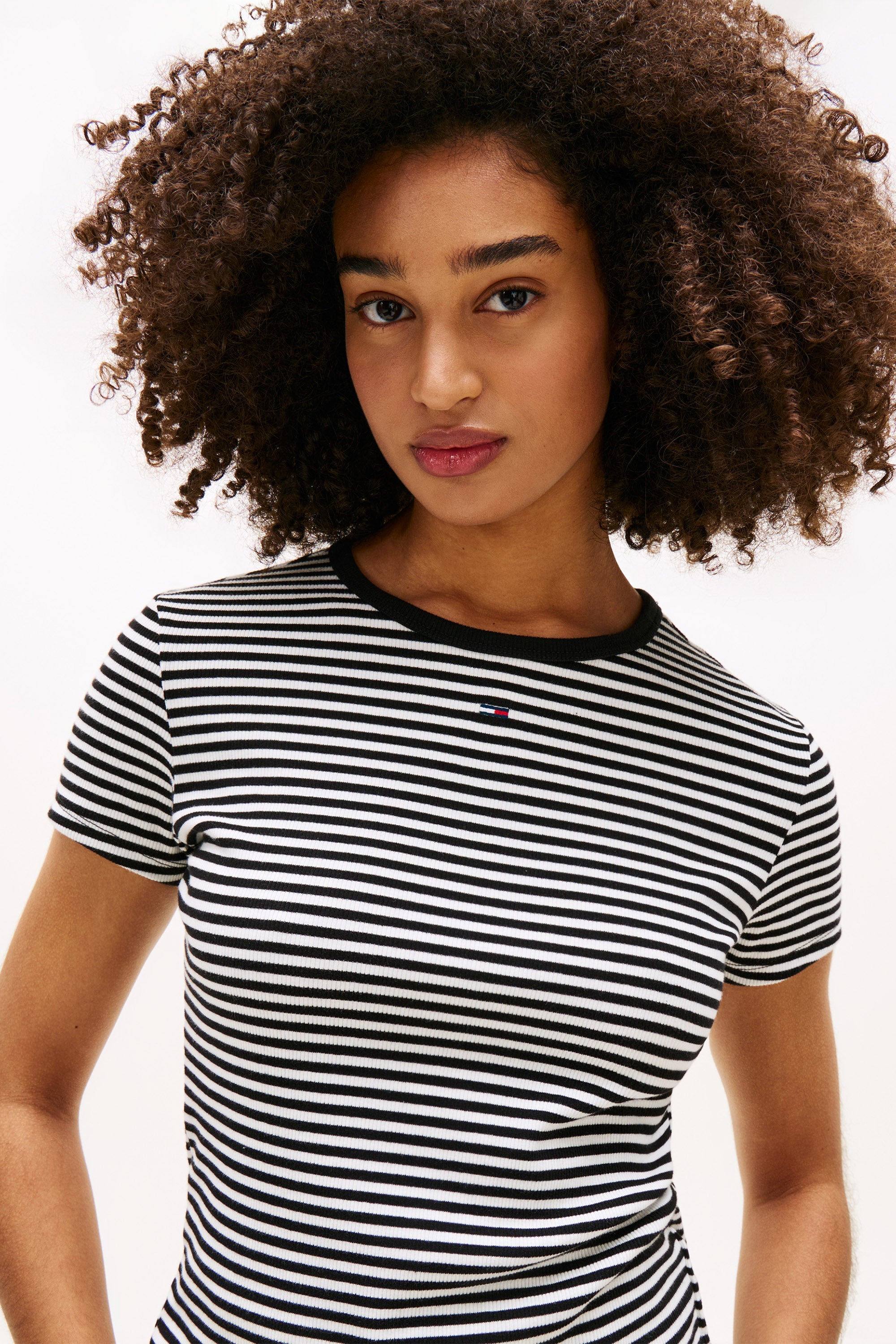 Essential geripptes T-Shirt - Black + Offwhite