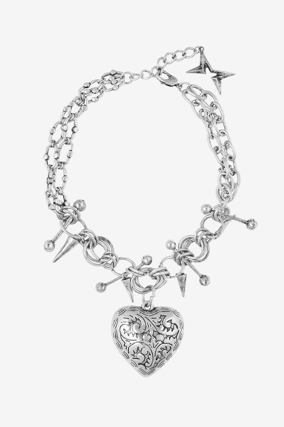 Broken Heart Halskette - Oxidized Silver