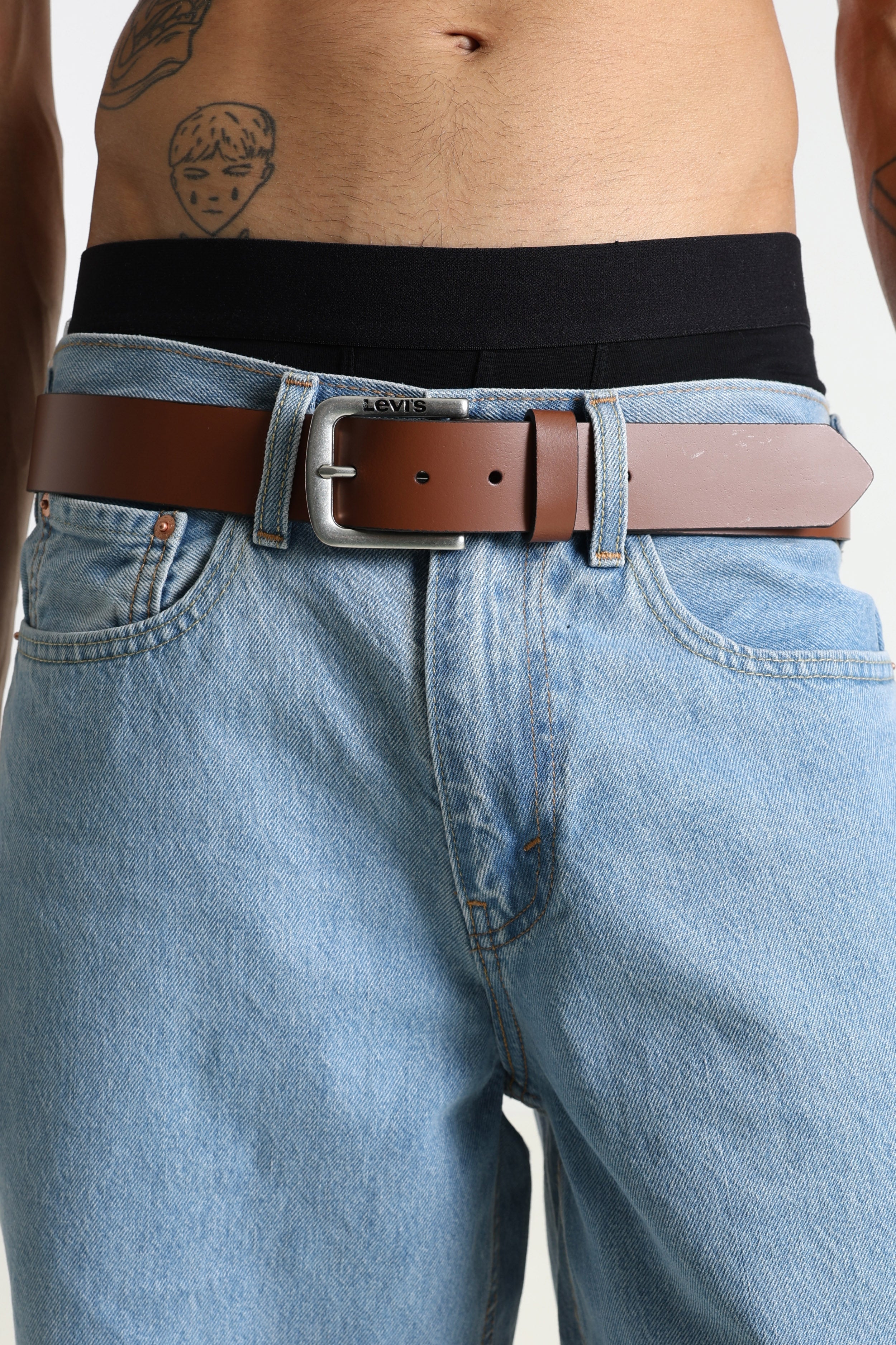 Leder Gürtel - Leather Brown + Silver