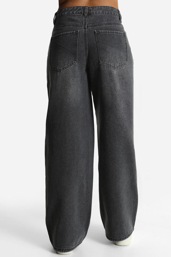Wide Leg Jeans - Used Schwarz