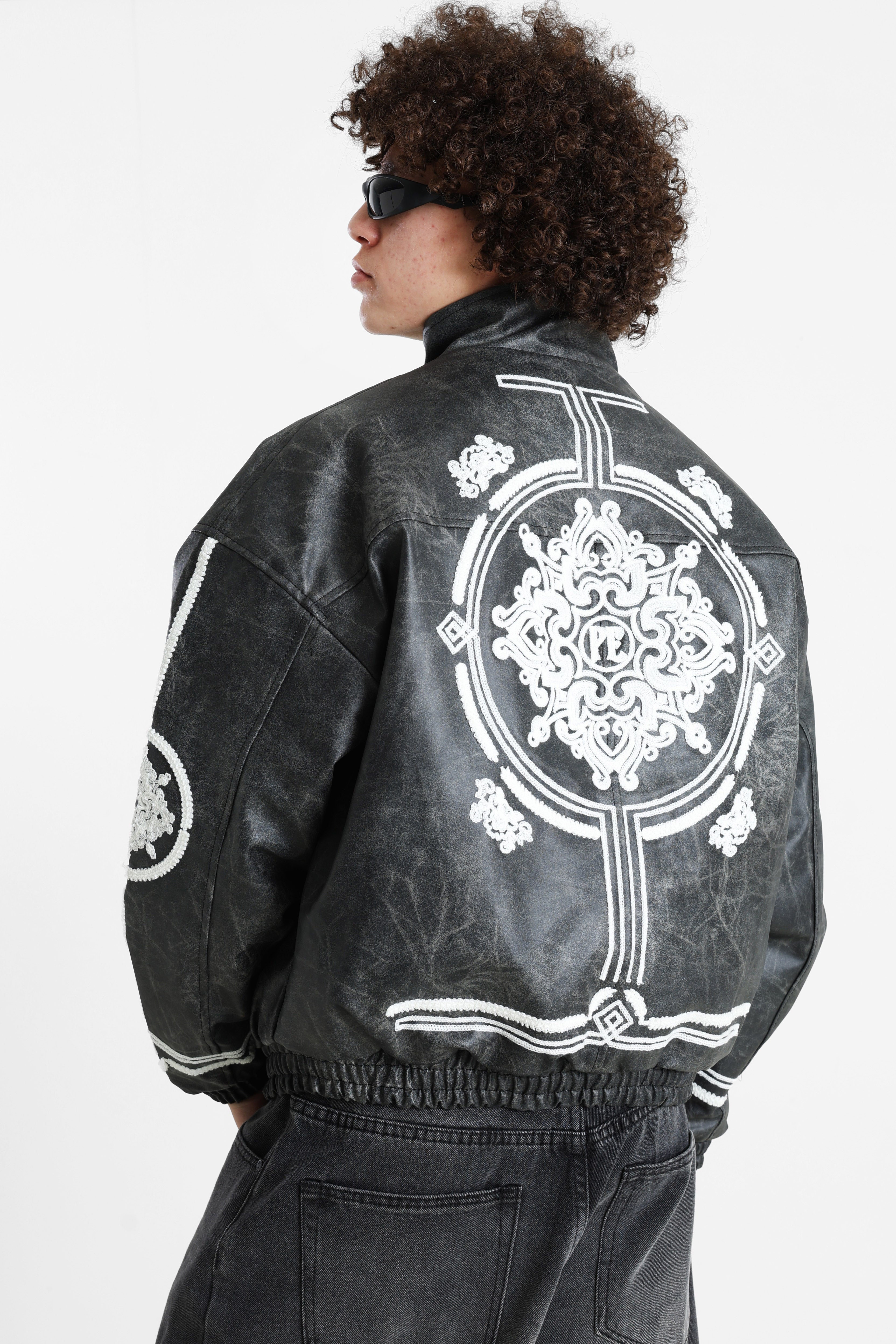 Kunstlederjacke - Black Washed