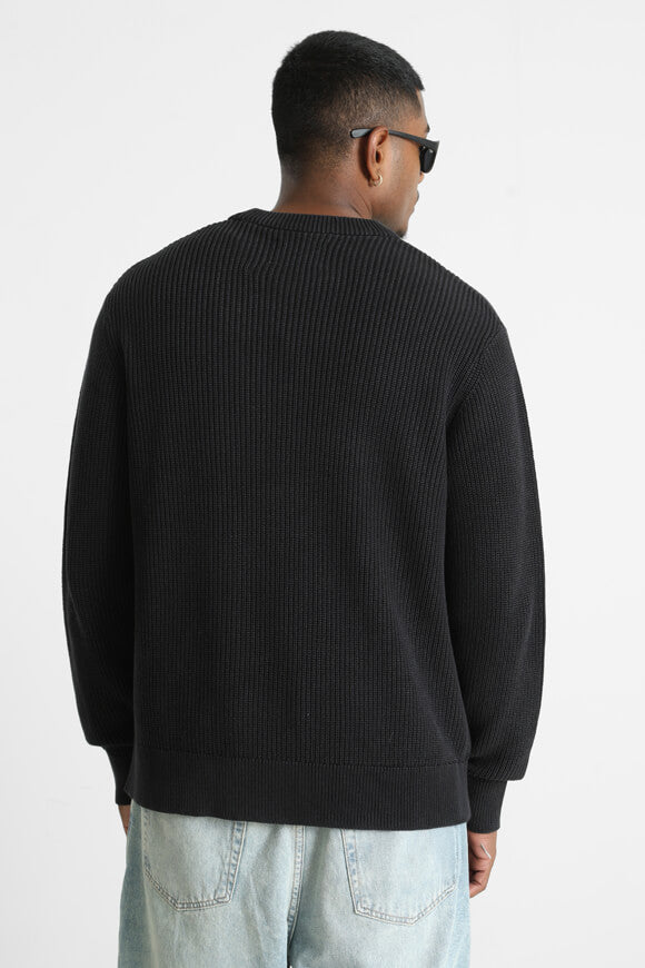 JCOMOTION Gerippter Strickpullover - Black