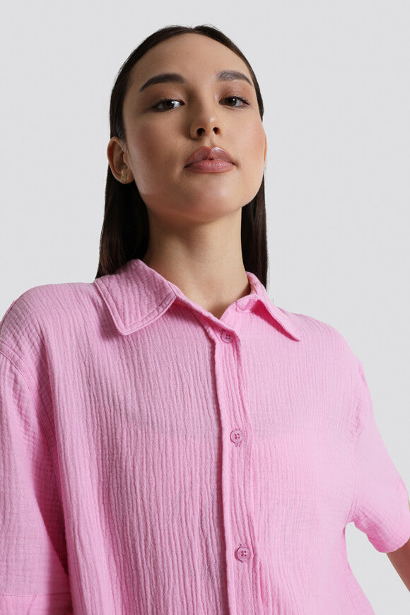 Musselin Oversize Hemd - Rosa