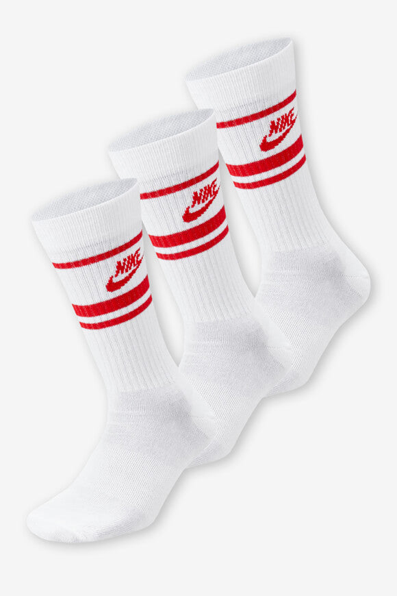 Dreierpack Socken - Weiss + Universitätsrot
