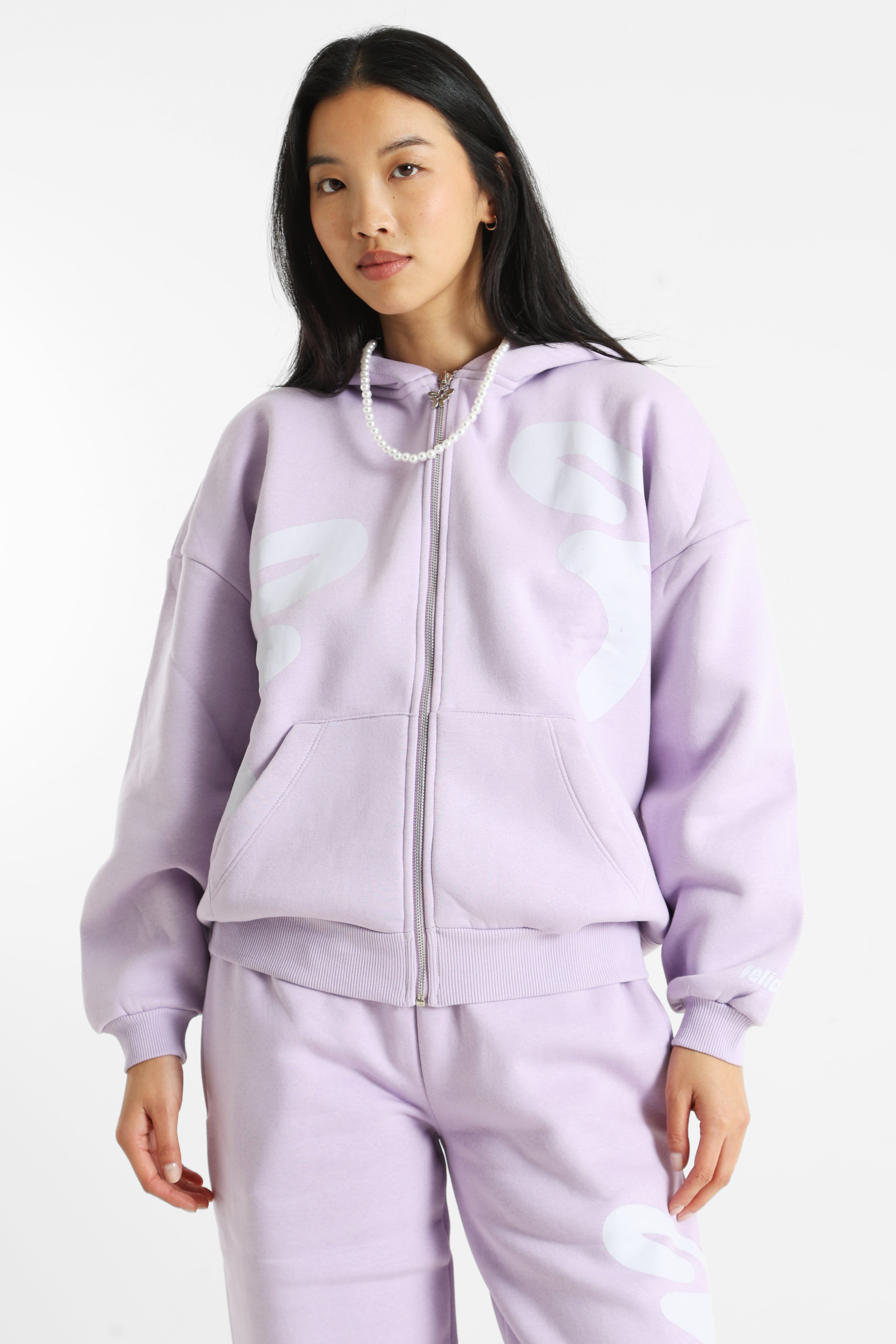 Oversize Kapuzensweatjacke - Bright Lavende