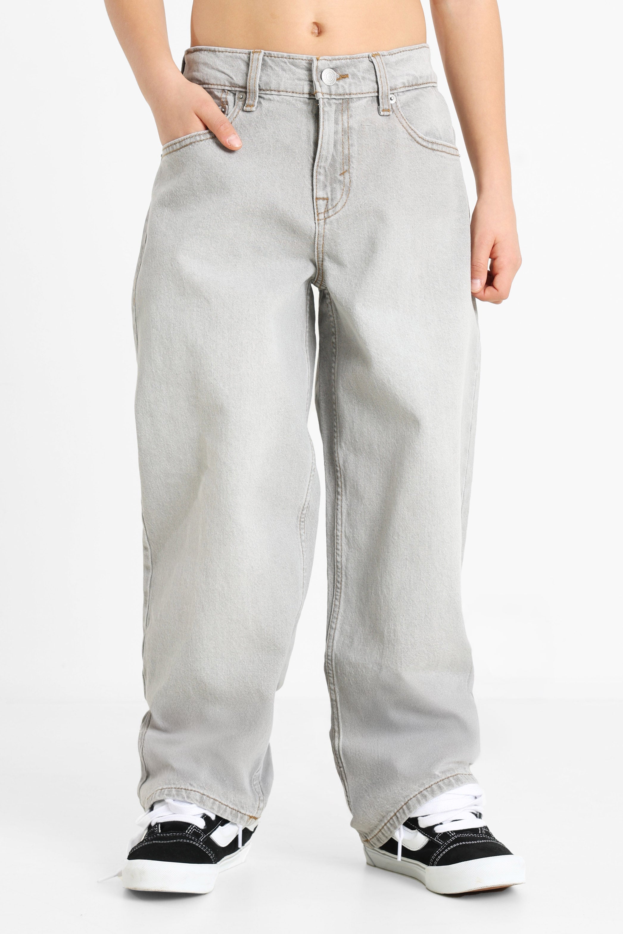 Stay Baggy Taper Jeans - Light Grey