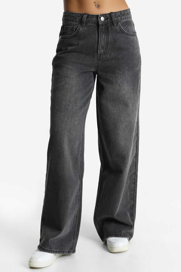 Wide Leg Jeans - Used Schwarz