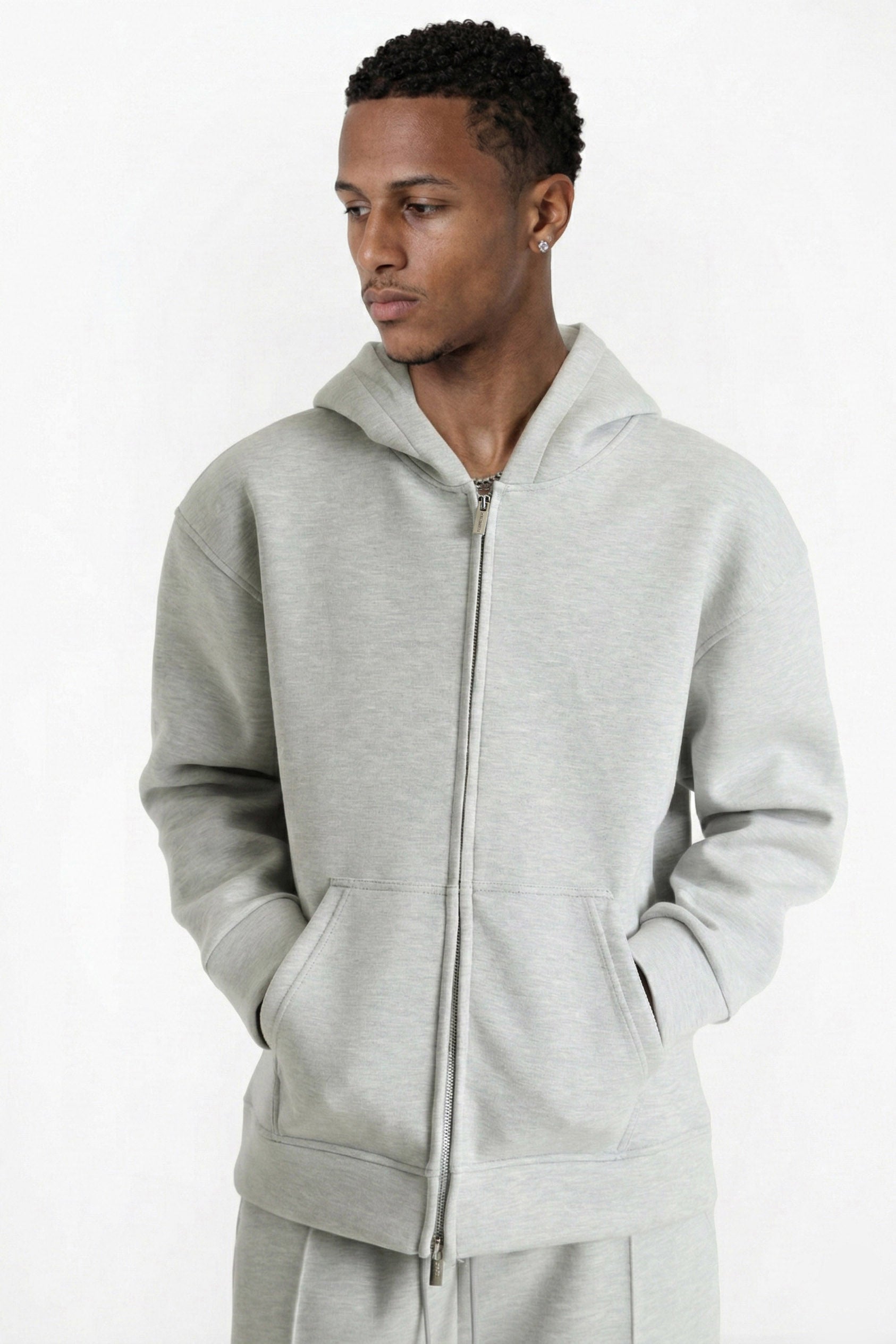 Kapuzensweatjacke - Light Grey Heather