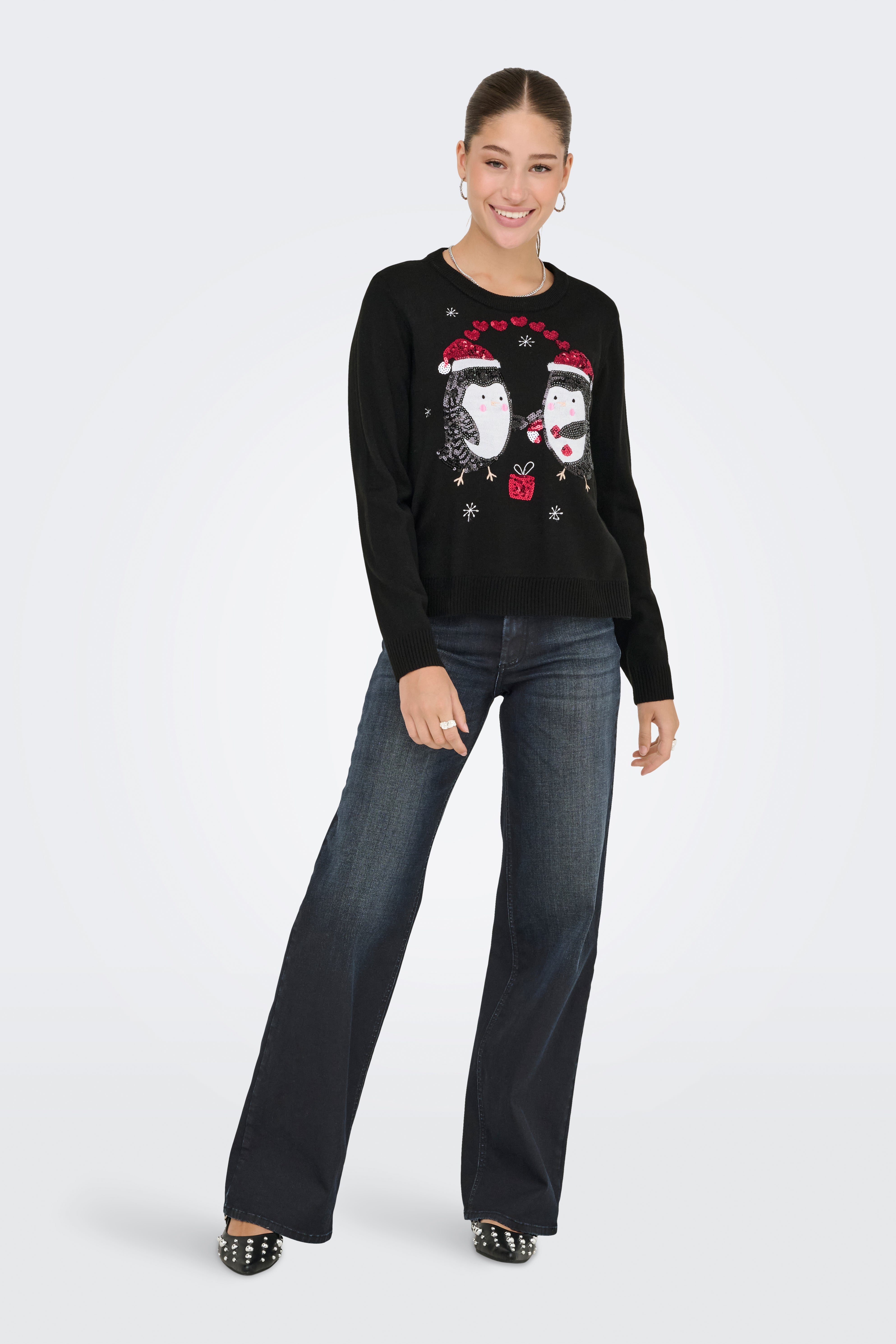 Weihnachtsstrickpullover - Black