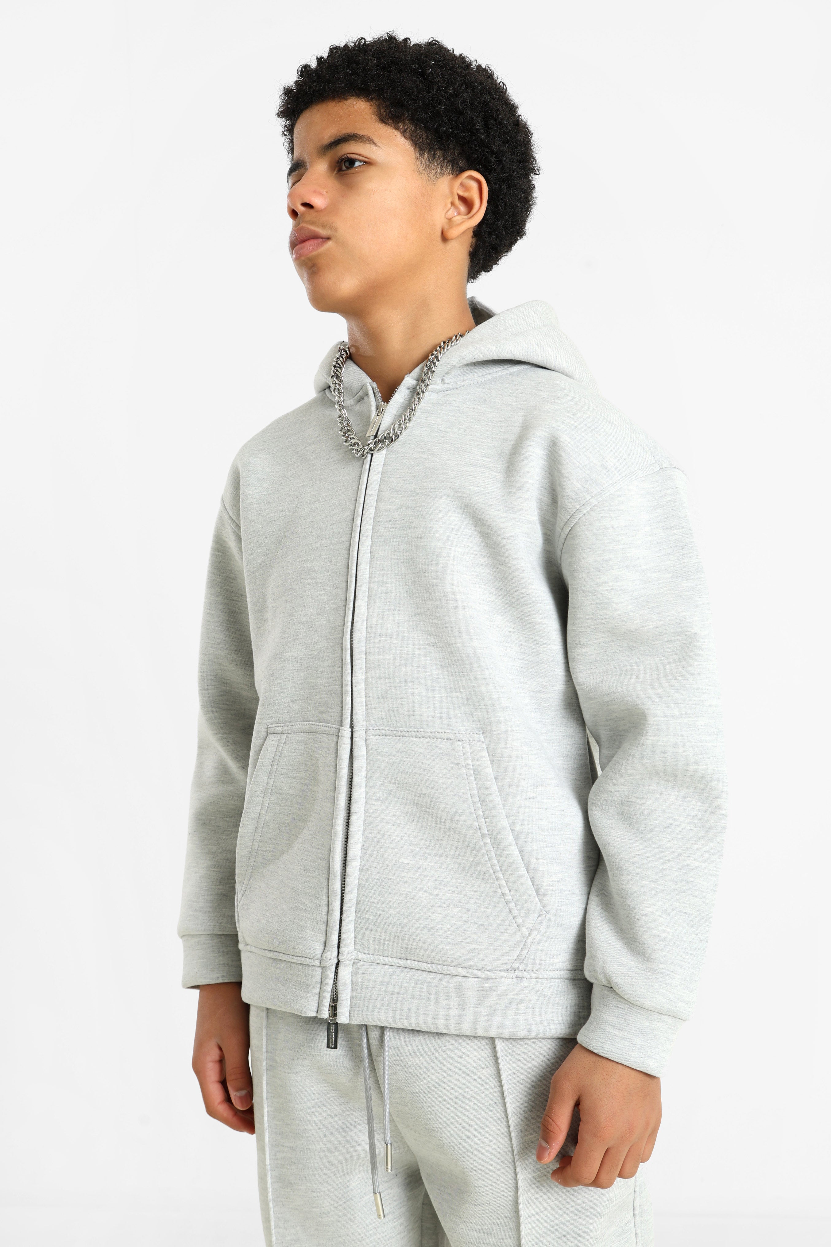 Kapuzensweatjacke - Light Grey Heather
