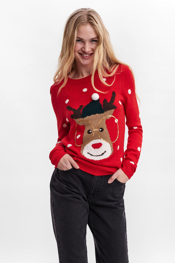 Weihnachtsstrickpullover - Chinese Red