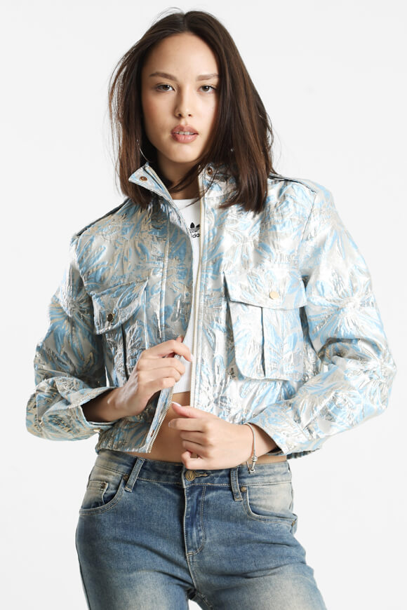 Leichte Crop Jacke - Blue + Silver