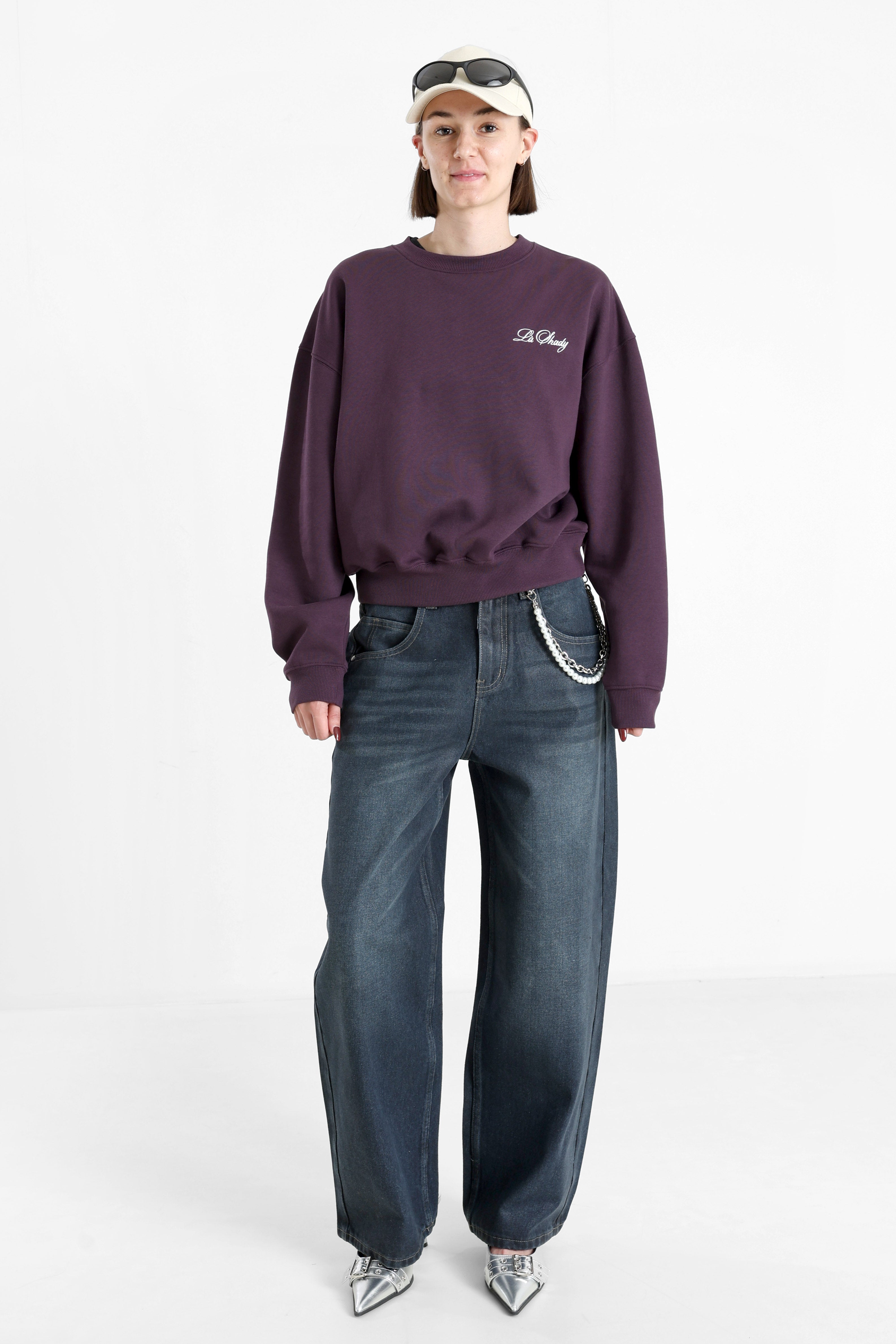 Sweatshirt - Aubergine + Offwhite