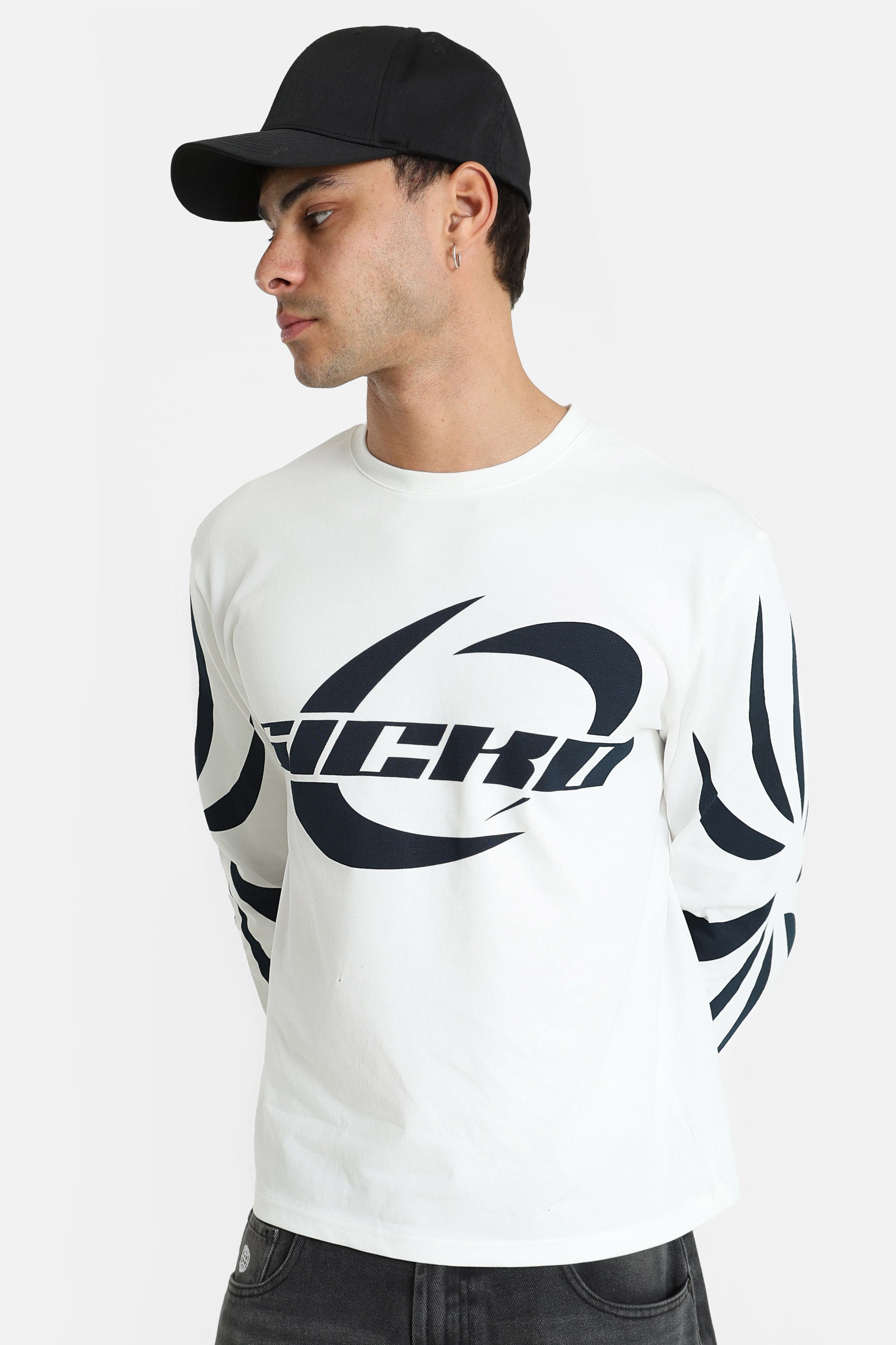 Langarmshirt - Offwhite + Schwarz