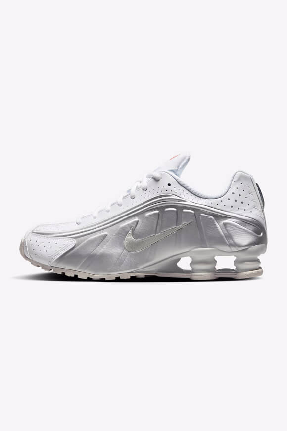 Shox R4 Sneaker - White + Metallic Silver