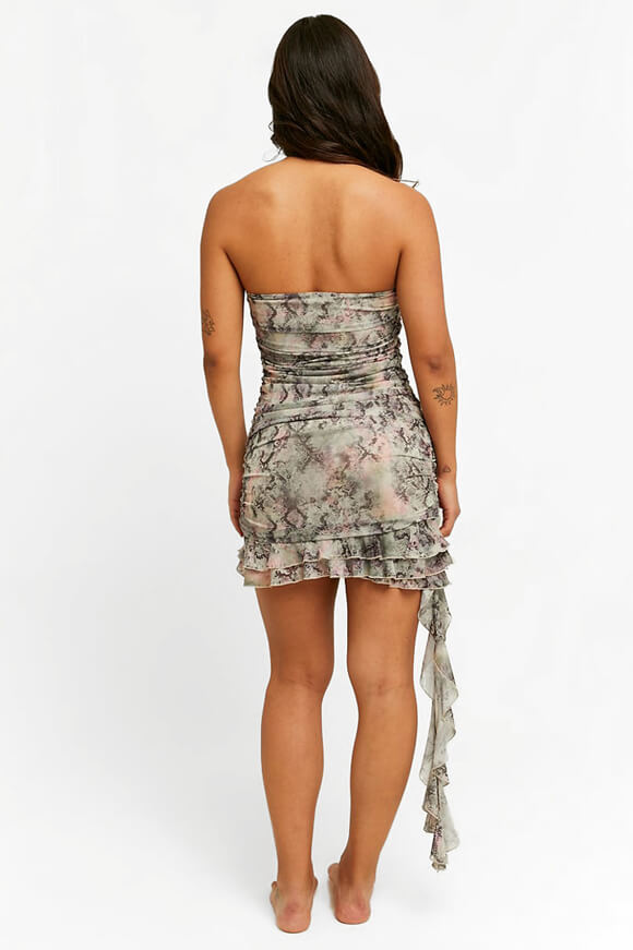 Mesh Bandeau Minikleid - Mehrfarbig