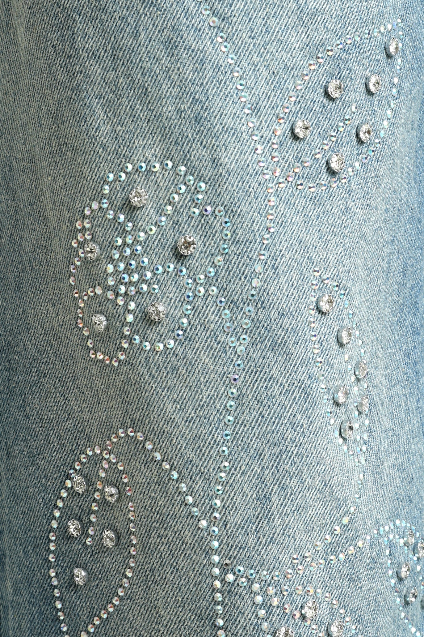 Loose Fit Jeans mit Strass - Blue Denim