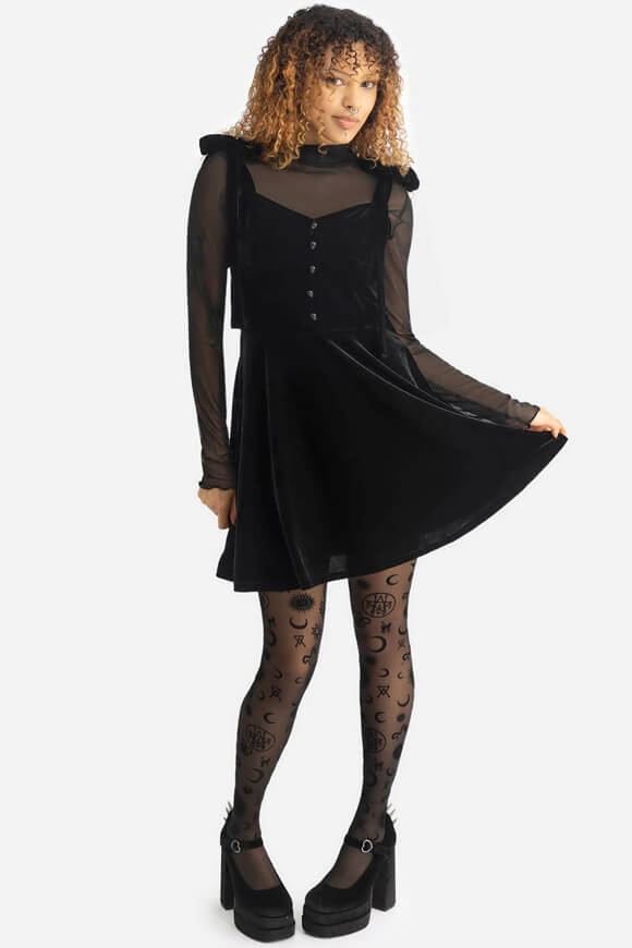 Illusionary Samt Minikleid - Black