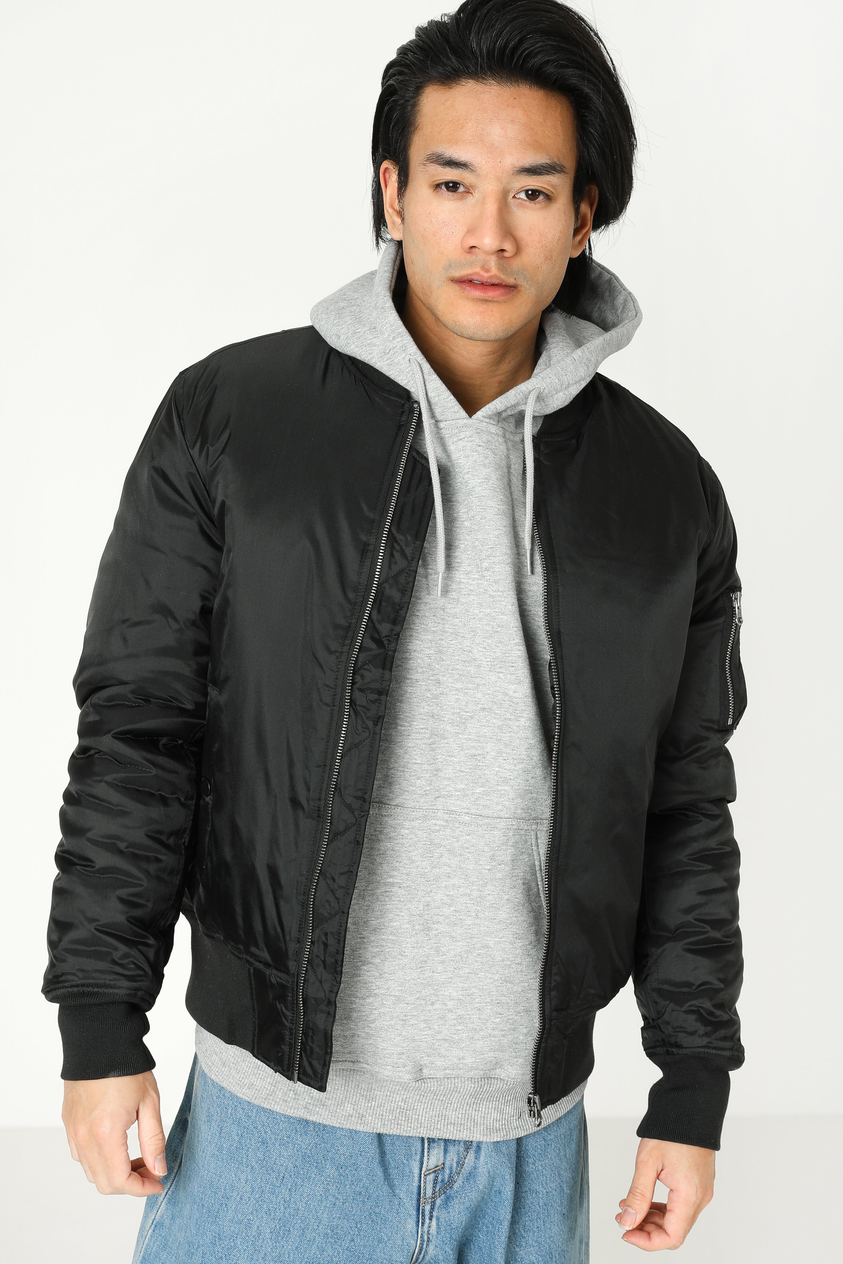 Wattierte Bomberjacke - Schwarz