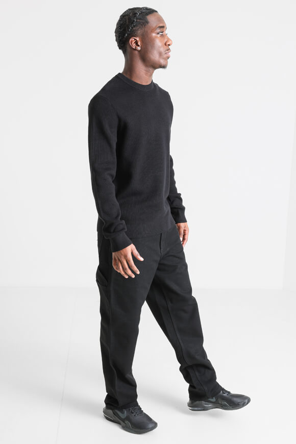 Gerippter Strickpullover - Black