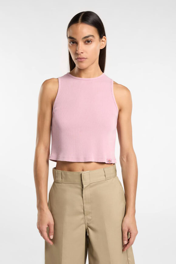 Plentywood Geripptes Crop Tanktop - Old Rose