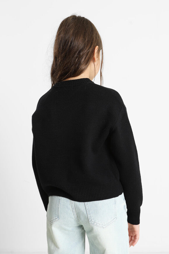 Crop Strickpullover - Schwarz