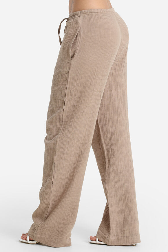 Wide Leg Musselin-Hose - Taupe