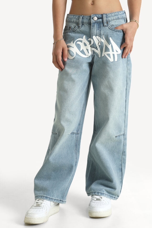 Baggy Fit Jeans - Hellblau Denim