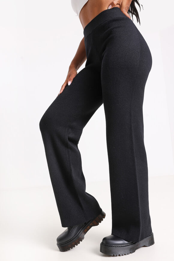 Wide Leg Strickhose - Schwarz