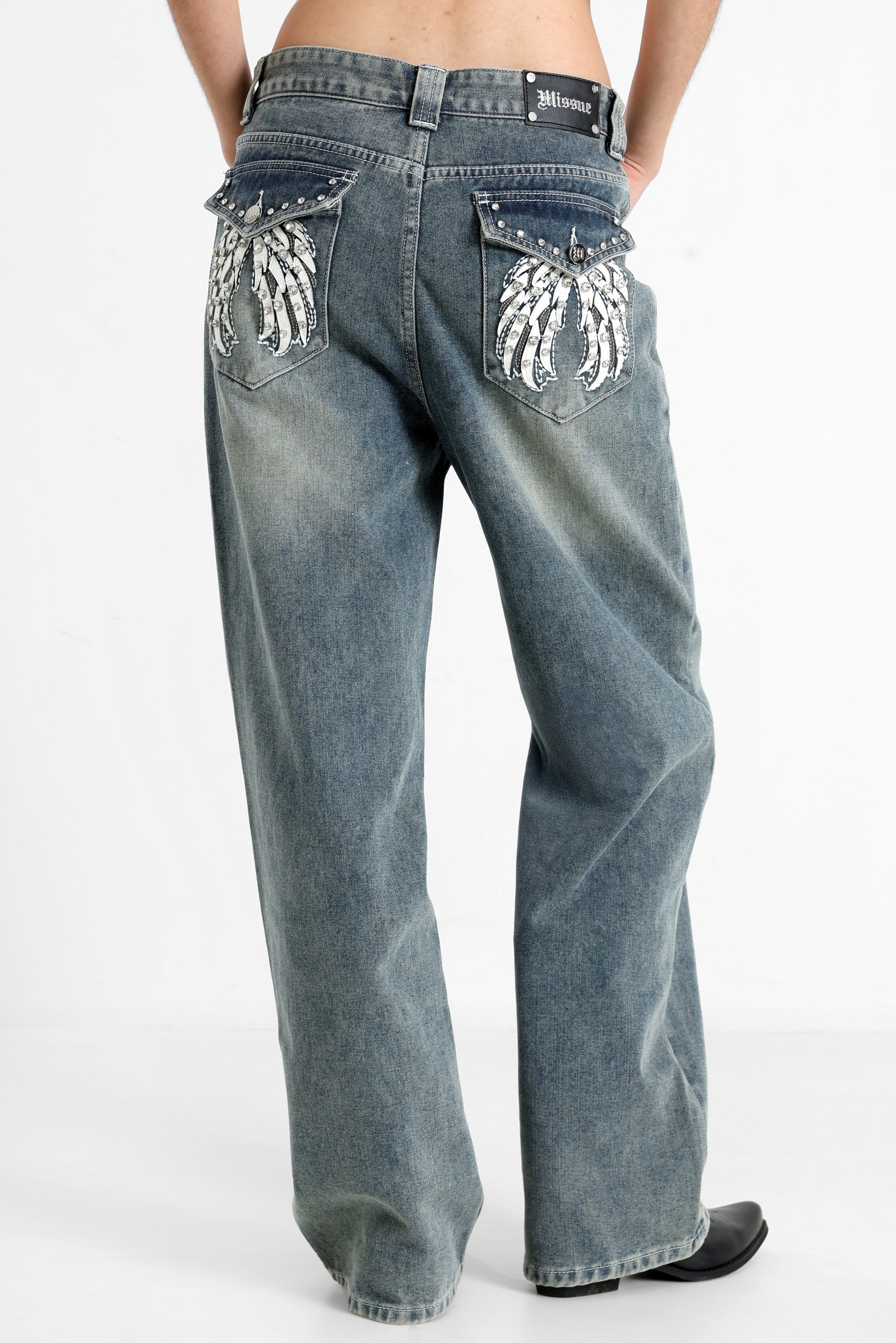 Baggy Fit Jeans - Medium Blau Used