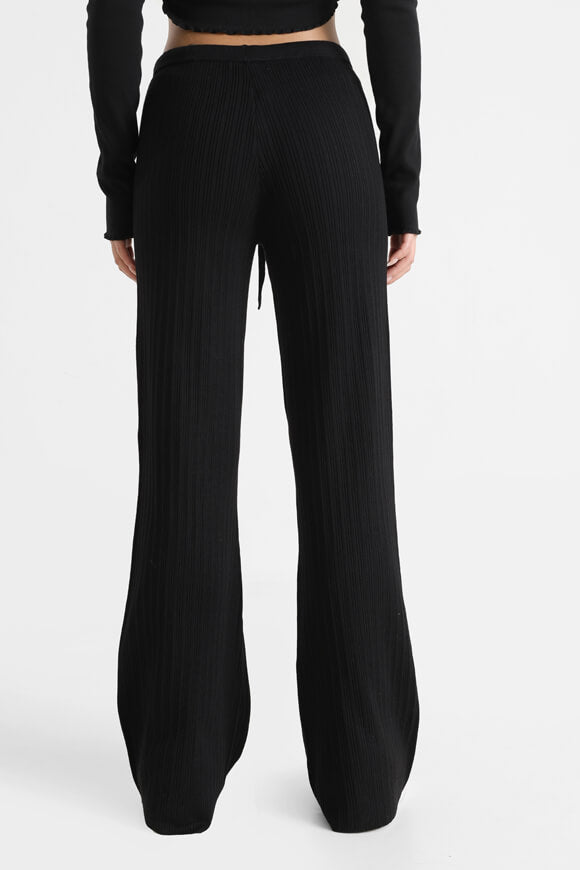 Gerippte Strickhose - Schwarz