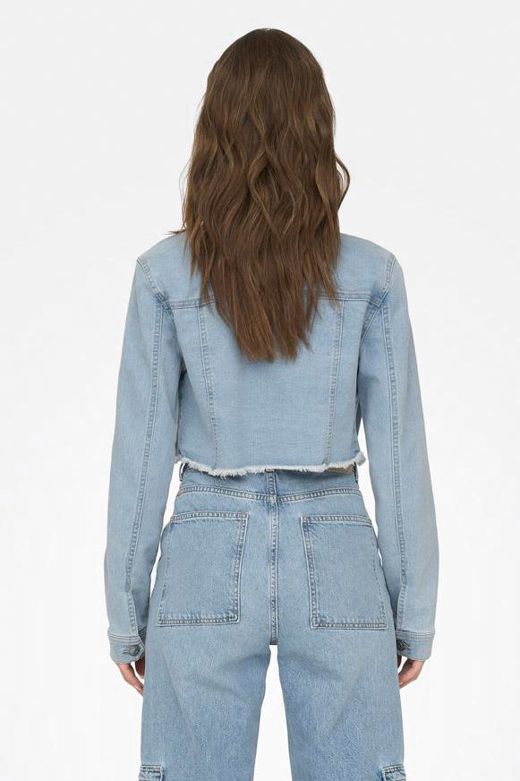 Wonder Crop Jeansjacke - Light Blue Denim