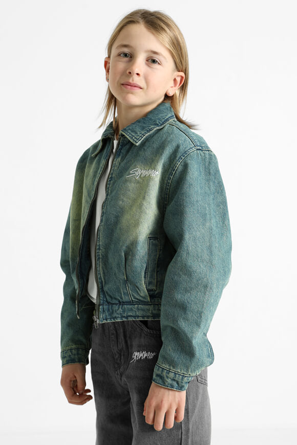 Jeansjacke - Blau/Grün