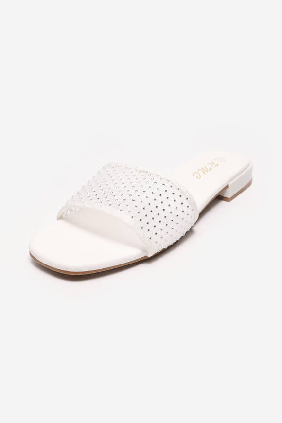Pantoletten mit Strass - White