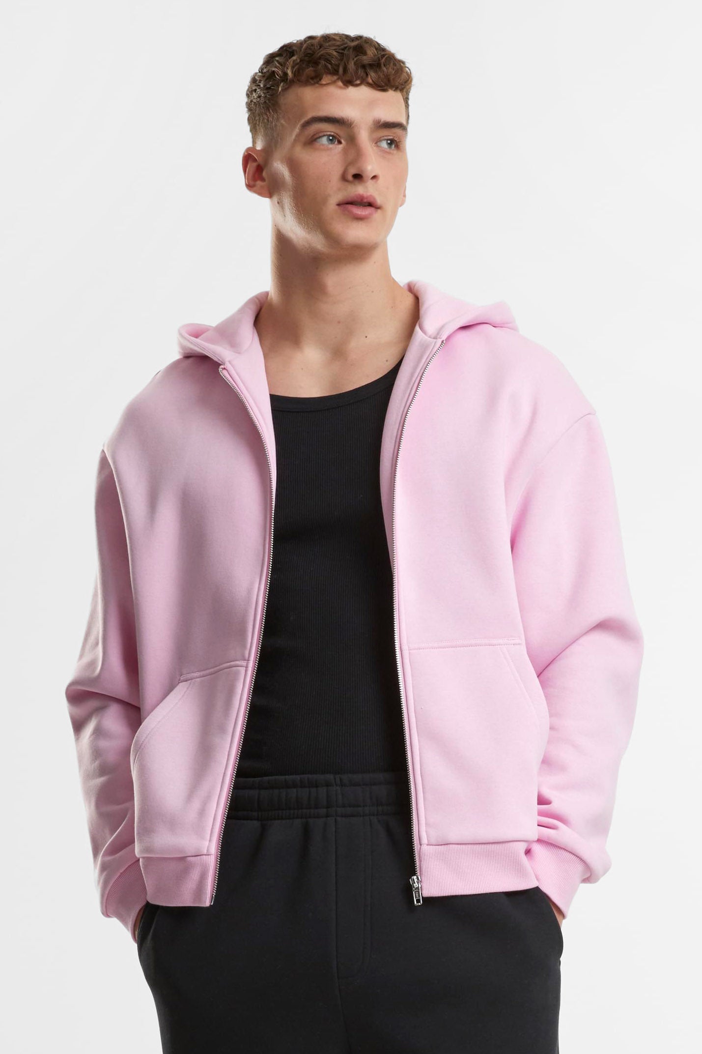 Fluffy Kapuzensweatjacke - Soft Pink