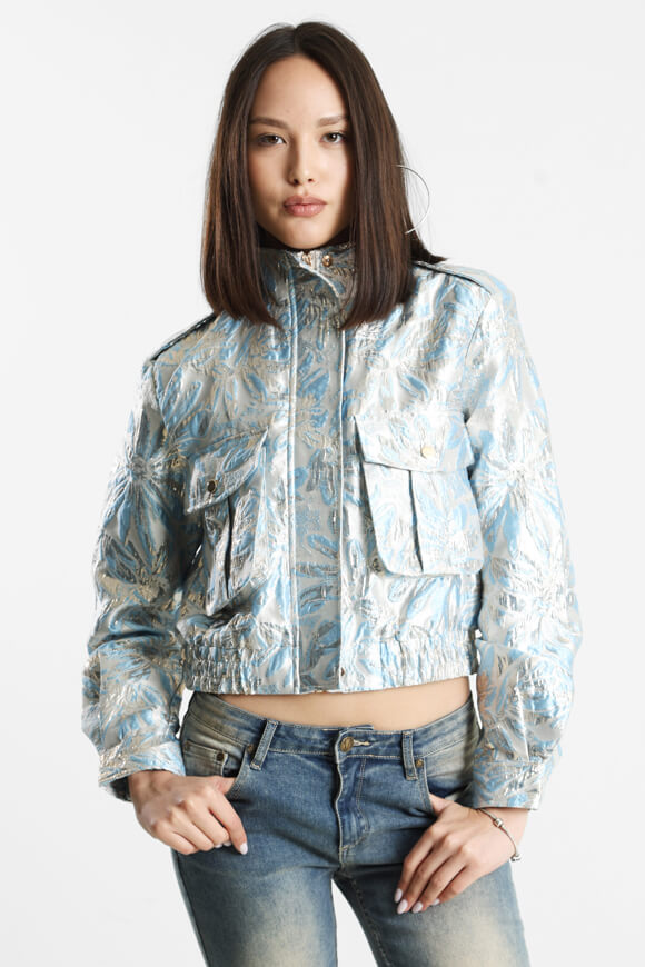 Leichte Crop Jacke - Blue + Silver