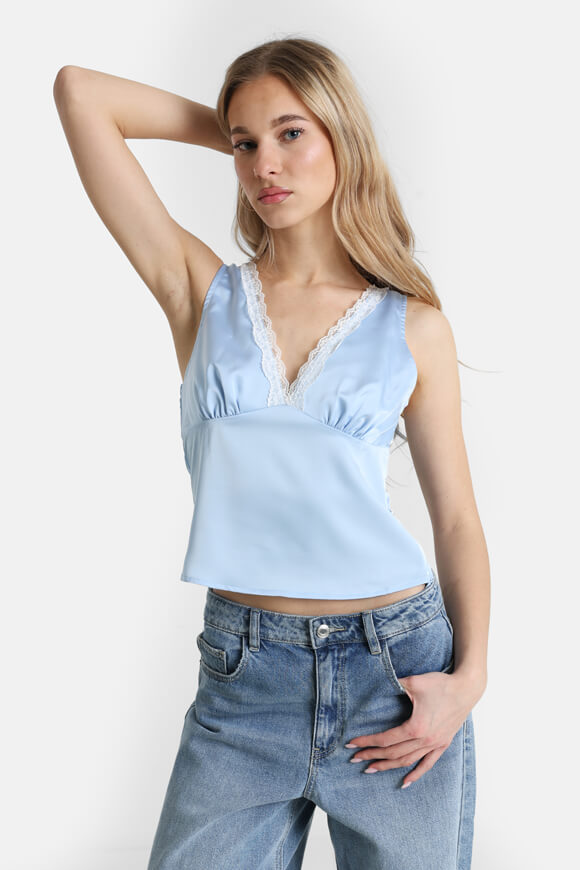 Satin Crop Top - Hellblau
