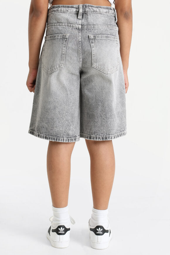 Baggy Fit Jeansshorts - Gewaschen Schwarz