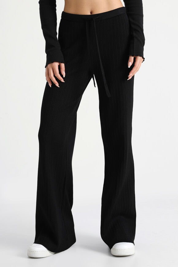 Gerippte Strickhose - Schwarz
