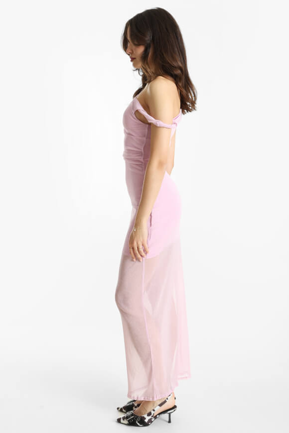 One Shoulder Glitzer Maxikleid - Hell Pink