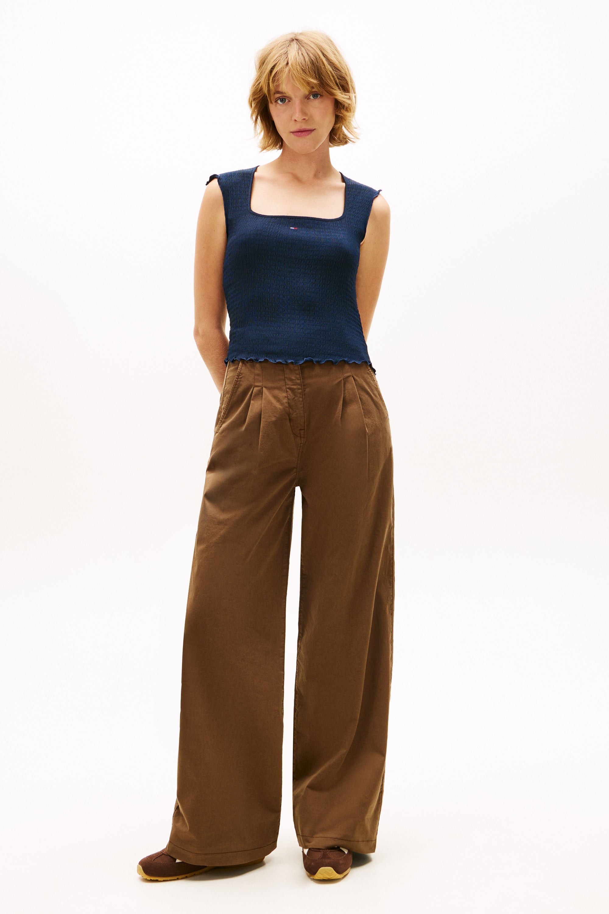 Strukturiertes Crop Top - Dark Navy Night