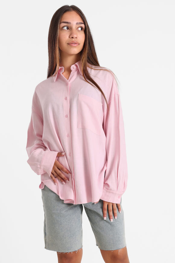 Oversize Leinenhemd - Rosa