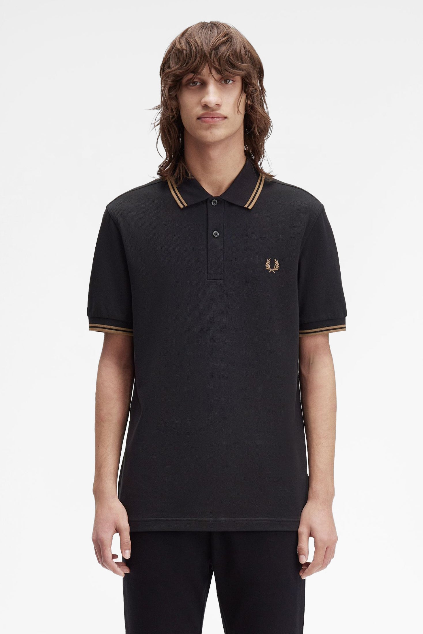 Twin Tipped Poloshirt - Black + Shaded Stone