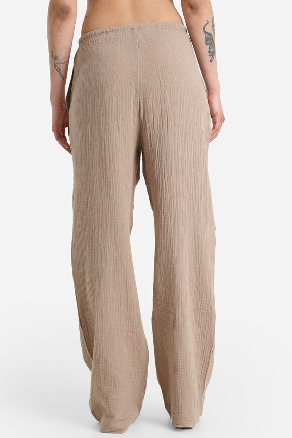 Wide Leg Musselin-Hose - Taupe