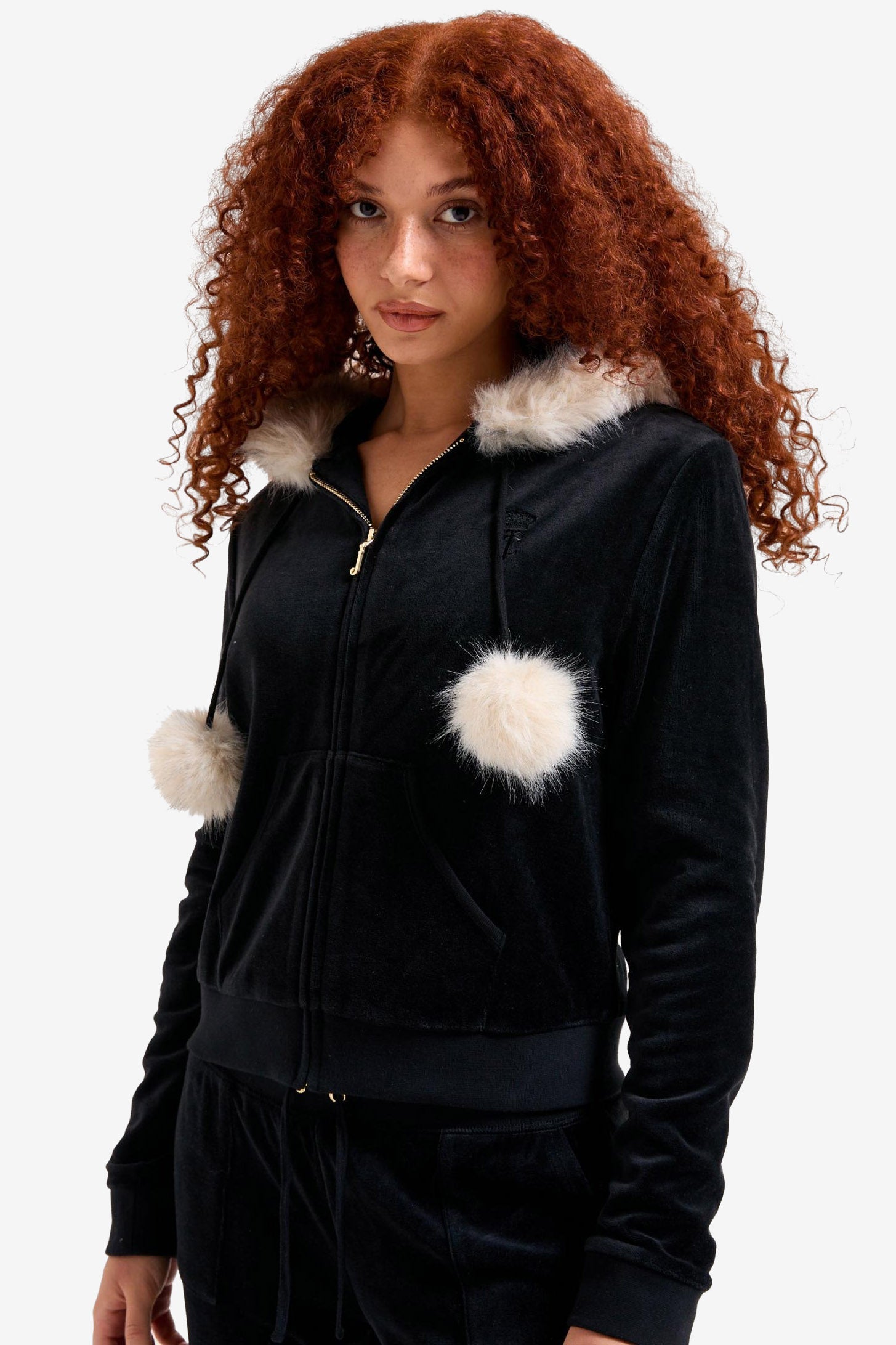 Samt Crop Jacke - Black