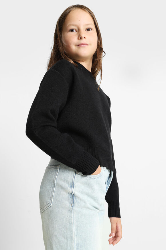 Crop Strickpullover - Schwarz