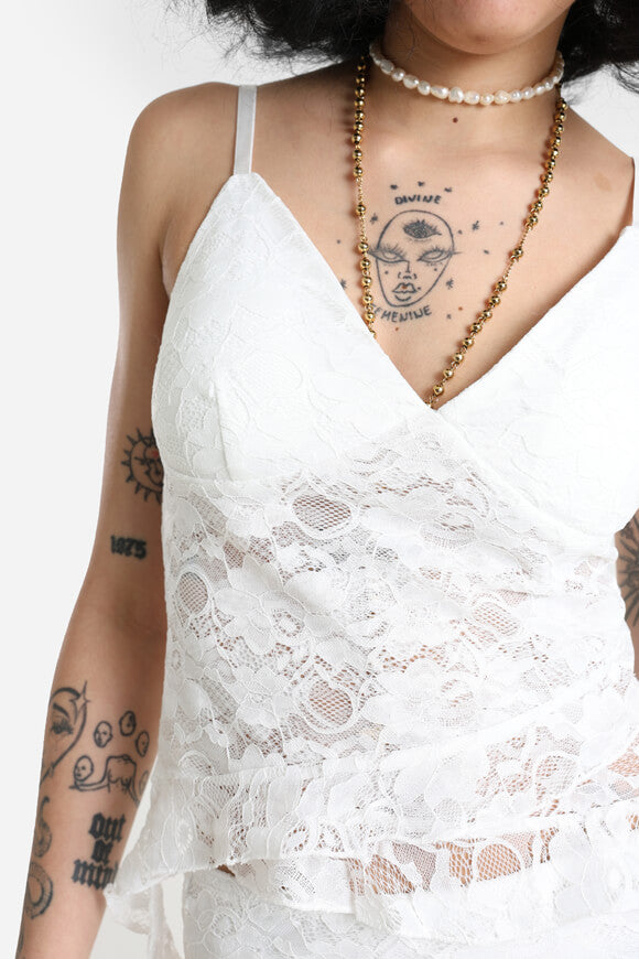 Crop Spitzentop - Weiss