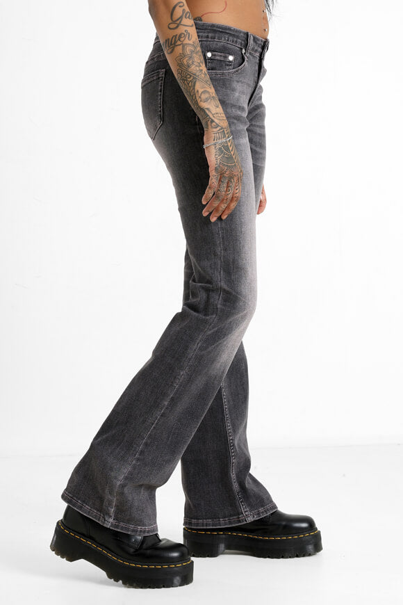 Flare Jeans - Schwarz + Rosa
