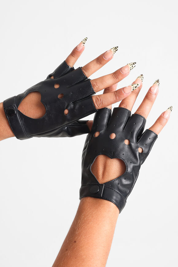 Kunstleder Kurzfingerhandschuhe - Black