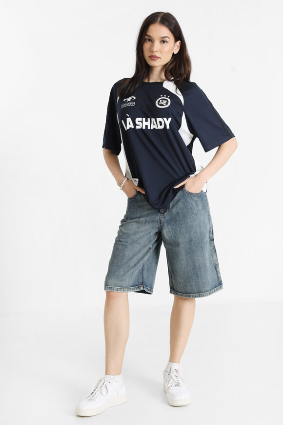 Mesh Oversize T-Shirt - Marineblau